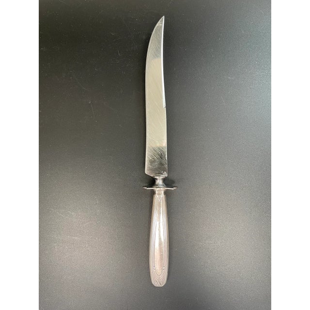 Art Deco Antique Art Deco Sterling Silver Carving Knife With Stainless Blade For Sale - Image 3 of 9