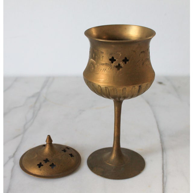 Mid 20th Century Vintage Pierced Brass Incense Burner For Sale - Image 5 of 10