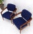 Blue Pair of New Blue Upholstery Teak Danish Mid-Century Modern Arm Lounge Chairs For Sale - Image 8 of 13