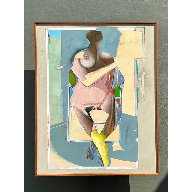 Vintage 1980s Monumental Abstract Figurative Soil on Canvas For Sale - Image 4 of 12