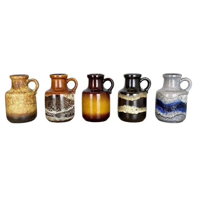 Vintage Pottery Fat Lava Multicolor Vases by Scheurich, Germany, Set of 5 For Sale - Image 10 of 10