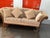 Mid-Century Modern Upholstered Sofa With Carved Wood Frame and Scrolled Arms For Sale - Image 3 of 12