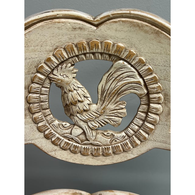 Textile Country French Rooster Ladderback Barstools - A Pair For Sale - Image 7 of 10