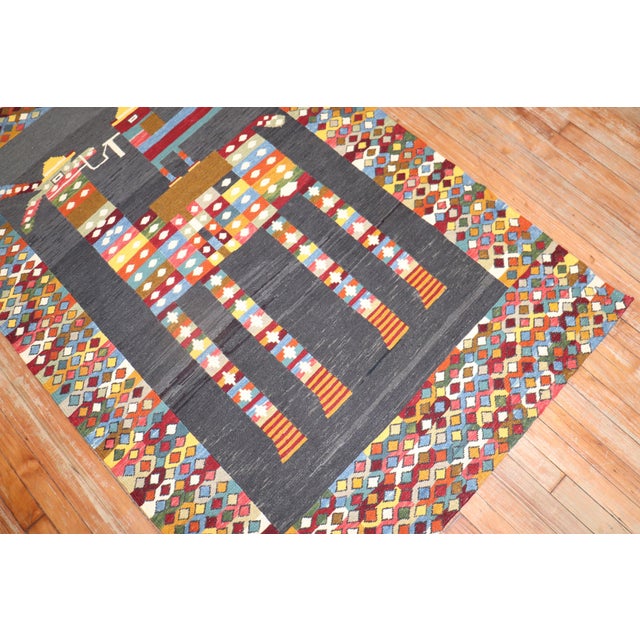 Textile Late 20th Century Persian Pictorial Kilim For Sale - Image 7 of 18