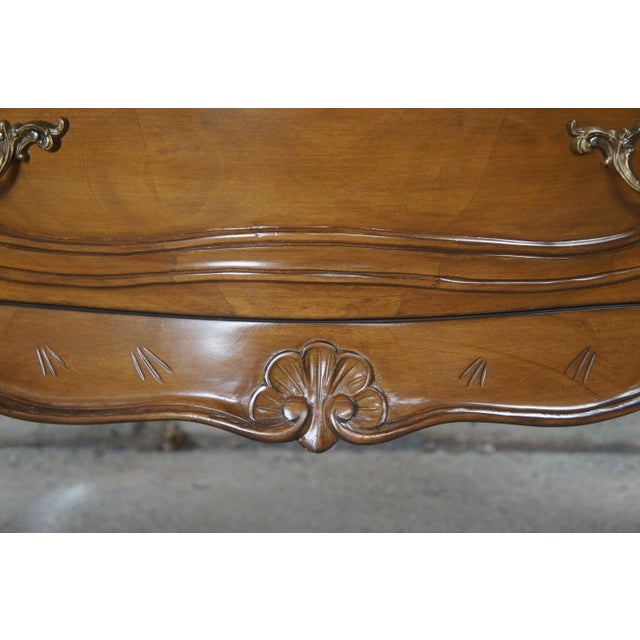 Mid 20th Century 2 Vintage Italian Walnut Serpentine Bow Front Bombe Chests Commodes - Set of 2 For Sale - Image 10 of 13
