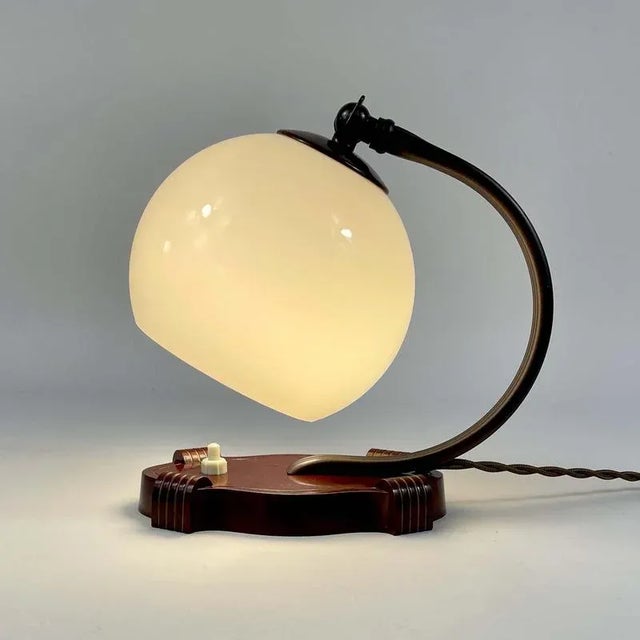 Art Deco Bakelite and Opaline Table Lamp, 1930s For Sale - Image 12 of 18