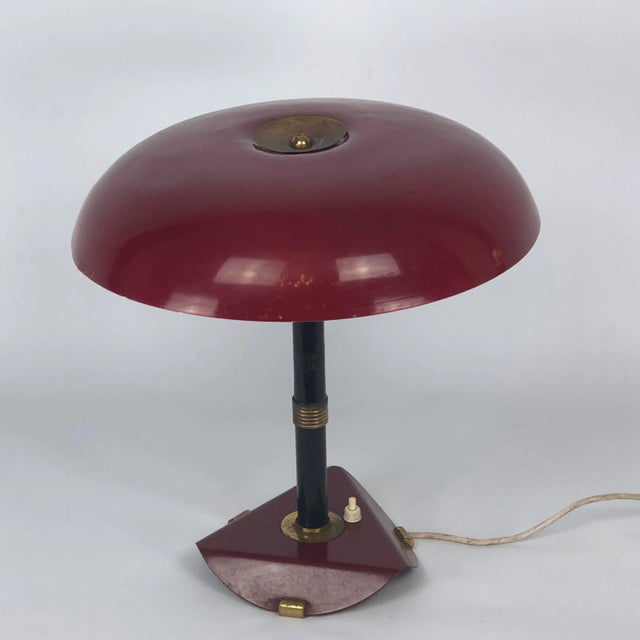 Vintage Italian Brass and Lacquer Table Lamp, 1950s For Sale - Image 12 of 13