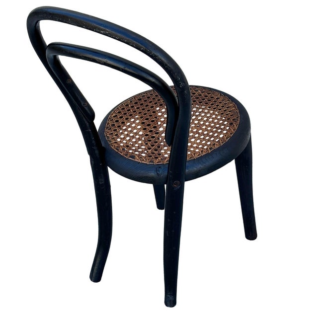 Early 20th Century Vienna Secession Bent Oak & Cane Children's Side Chair No. 13 Attributed to Thonet For Sale - Image 4 of 8