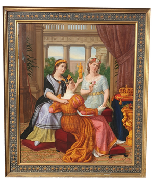 Portrait of 3 Ladies, 1883, Large Oil on Canvas, Framed