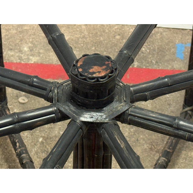 McGuire Furniture Round Glass + Bamboo Dining Table, 72 Inches For Sale - Image 11 of 12