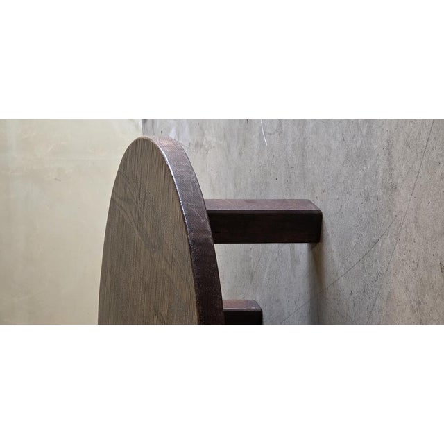 Brown Large Round Brutalist Coffee Table in Oak, 1960s For Sale - Image 8 of 11