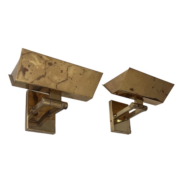 Vintage Adjustable Brass Sconces, Italy, 1970s, Set of 2 For Sale