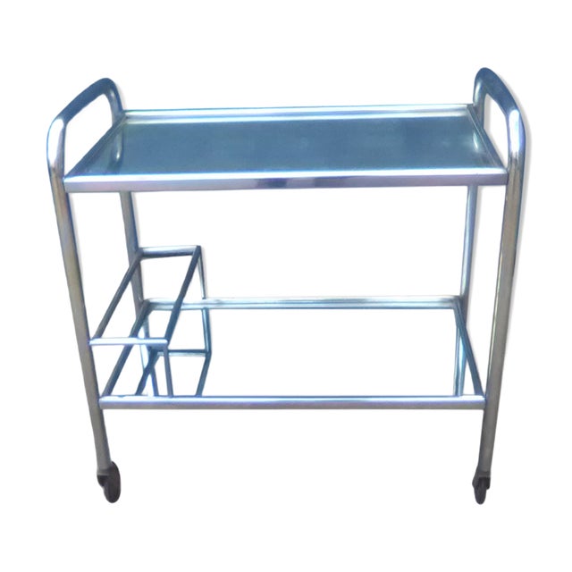 Vintage Chrome Serving Bar Cart For Sale