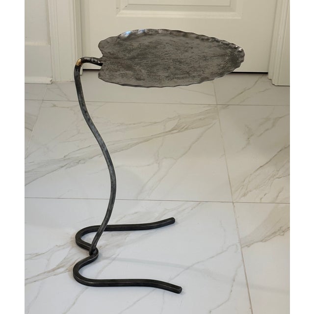 Mid 20th Century Vintage Salterini Lily Pad Drink Table / Garden Table in Raw Metal For Sale - Image 5 of 12