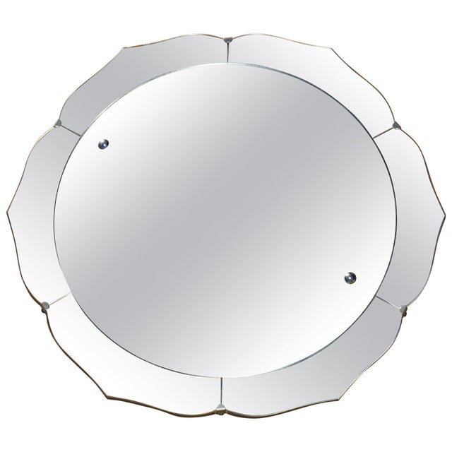 Blue Art Deco Butlers Convex Wall Mirror with Petal Border, 1920s For Sale - Image 8 of 8