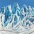 Peaks of Ice by Robin Hextrum | Oil on wood panel Snowy mountain peaks under a blue sky For Sale