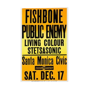 Public Enemy Original Vintage Concert Poster, Santa Monica, Los Angeles, 1988
