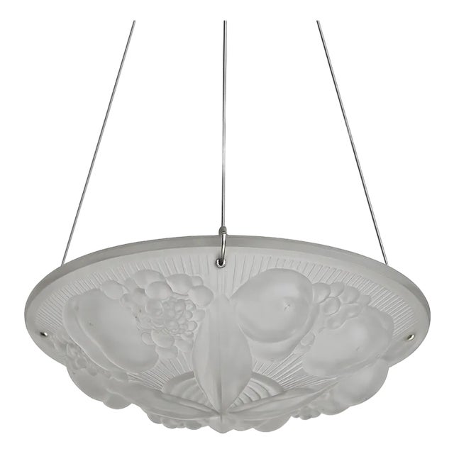 Art Deco Frosted Glass Pendant Light by Muller Frères Lunéville, 1920s For Sale