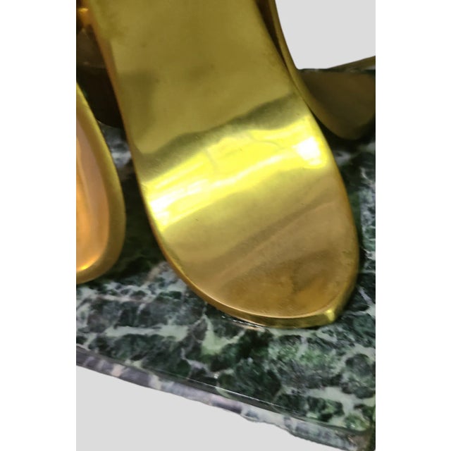 Mid Century Modern Sarreid #9590 Brass Green Marble Table Lamp For Sale - Image 6 of 12