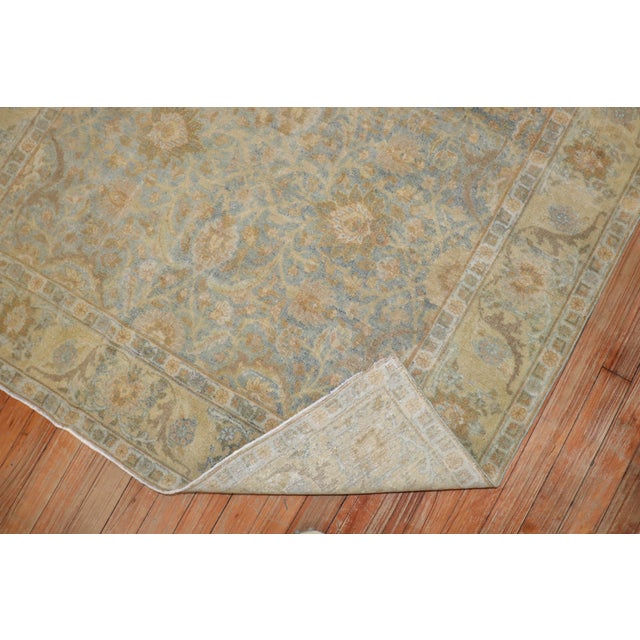 Early 20th Century Zabihi Collection Light Blue Antique Persian Tabriz Carpet - 4'5" x 6' For Sale - Image 5 of 11