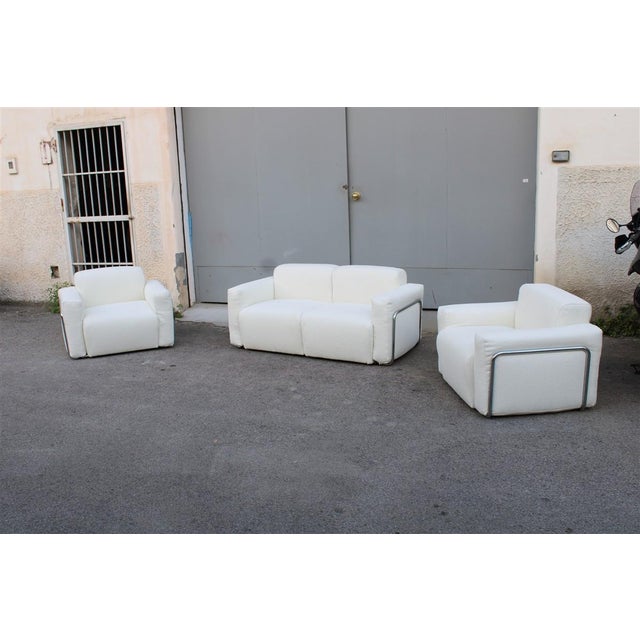 Sofa and Chairs with Chromed Metal Frame, 1970, Set of 3 For Sale - Image 10 of 16