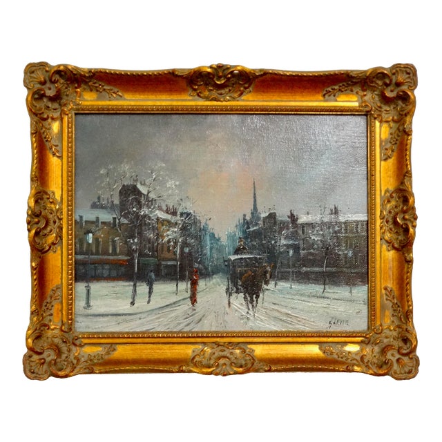 Impressionist Parisian Winter Street Scene Oil Painting, G Legg French School For Sale