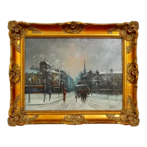 Impressionist Parisian Winter Street Scene Oil Painting, G Legg French School