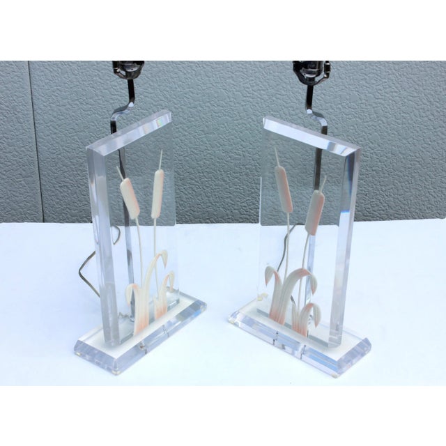 Metal 1970s Italian Lucite Table Lamps - a Pair For Sale - Image 7 of 12