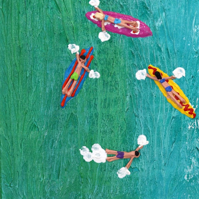 Textural Three-Dimensional Ocean Seascape Painting "Sunny Beach Days" Original Artwork by Elizabeth Langreiter For Sale - Image 4 of 10