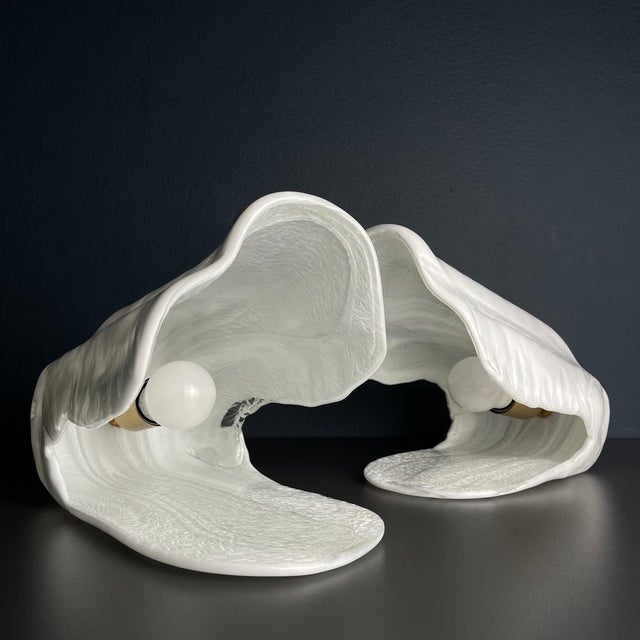 Oyster Murano Table Lamps by La Murrina, Italy, 1970s Set of 2 For Sale - Image 13 of 17