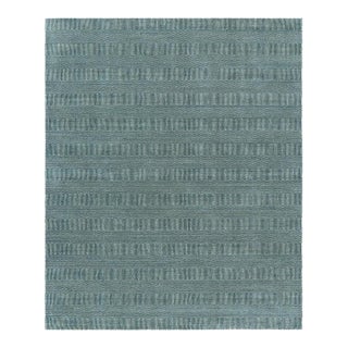 Rug & Kilim’s Modern Rug in Blue and Cream, With Stripes and Geometric Patterns For Sale