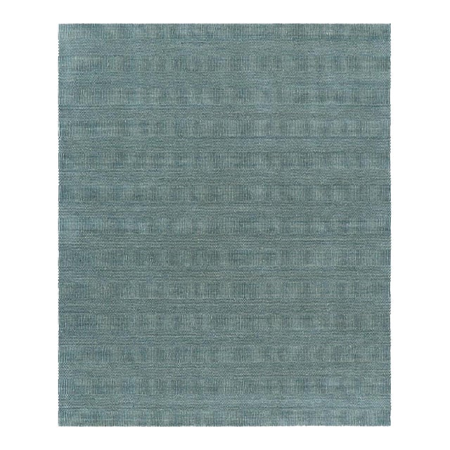 Rug & Kilim’s Modern Rug in Blue and Cream, With Stripes and Geometric Patterns For Sale