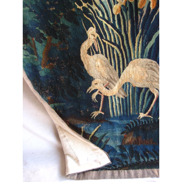 French Aubusson Verdure Tapestry Two Herons on a Lake Circa 17 Hundreds For Sale - Image 12 of 12