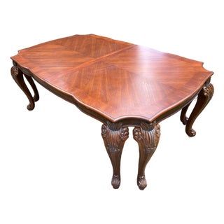 Vintage French Provincial Louis XV Solid Cherry Parquetry Extension Dining Table For Sale