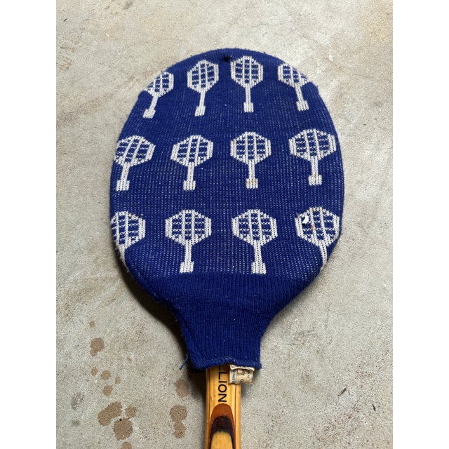 Vintage Collection of Miscellaneous Tennis Rackets With Guard and Hand Knit Cover For Sale - Image 11 of 12