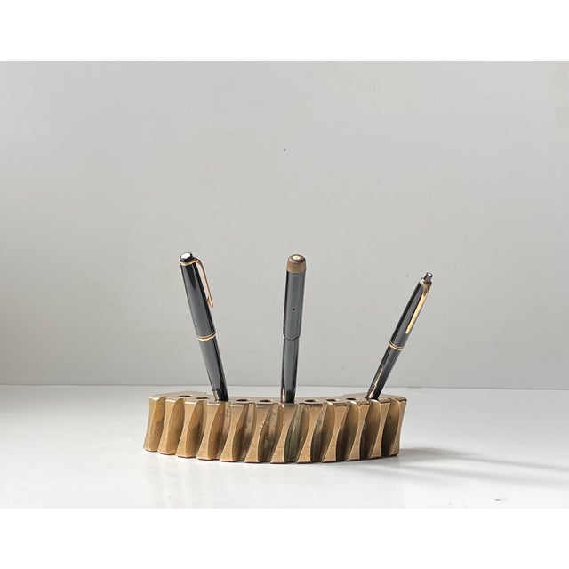 Brutalist Gear Fragment Pen Holder in Bronze, 1970s For Sale - Image 11 of 12