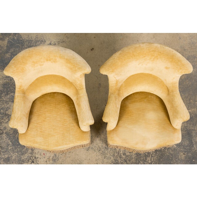 19th Century French Napoleon III Armchairs W/ Buttercream Ochre Velvet - A Pair For Sale - Image 4 of 18