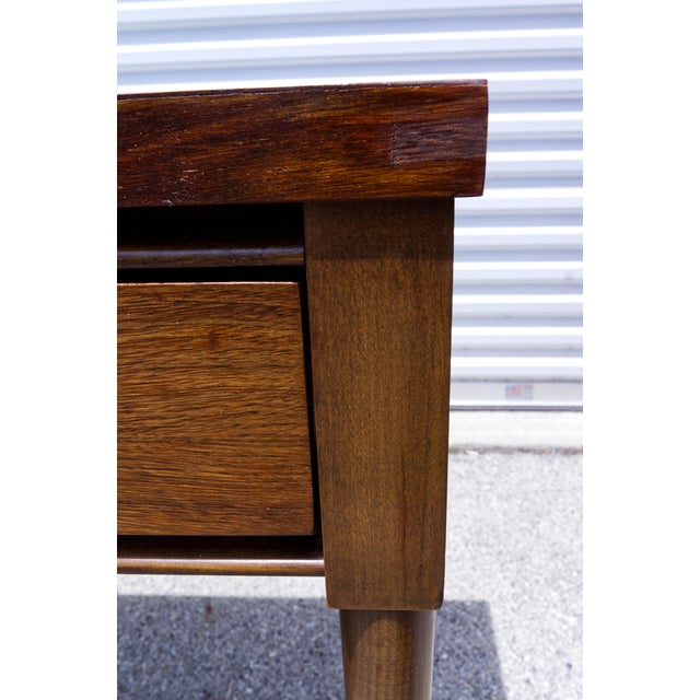 Wood Mid Century Modern Walnut Writing Desk For Sale - Image 7 of 10