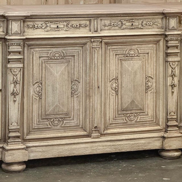 Wood 19th Century French Renaissance Revival Buffet in Solid Stripped Oak For Sale - Image 7 of 18