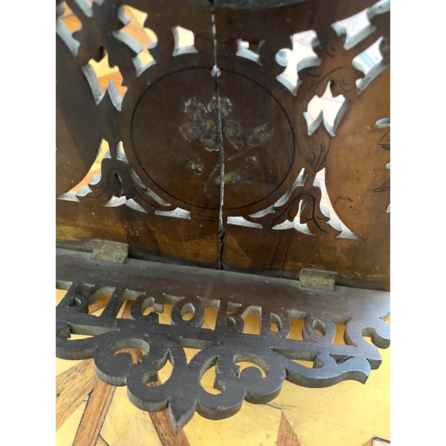 Wood Triptych Mirror Made in 19th Century, Signed by the Carver Artist For Sale - Image 7 of 8