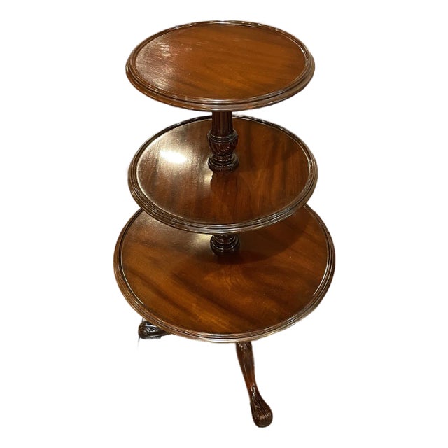 Vintage Mahogany Three-Tier Dumbwaiter Table For Sale