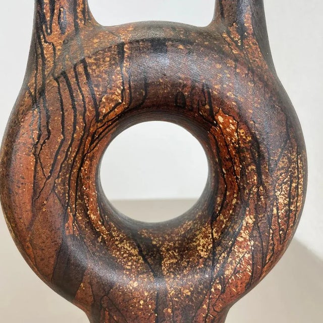 Brown Vintage Ceramic Studio Pottery Vase from Gerhard Liebenthron, 1977 For Sale - Image 8 of 18