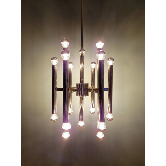 Large Space Age Chandelier in Chromed Metal attributed to Gaetano Sciolari for Boulanger, 1970s For Sale - Image 12 of 13