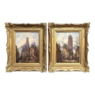 Pair of Early 20th Century French Views by British Artist Alfred Bentley For Sale