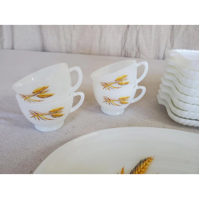 Mid-Century Fireking by Anchor Hocking Autumn Wheat White