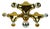 Space Age Sputnik Gemini Ceiling Light in Gold-Colored Plastic from Cosack Leuchten, 1970s For Sale