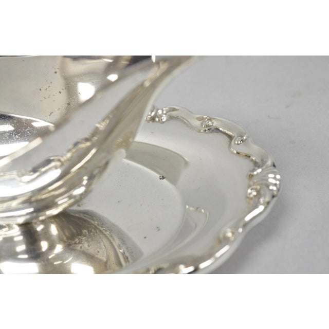 Metal Vintage Victorian Style Silver Plated Gravy Sauce Boat W/ Attached Dish For Sale - Image 7 of 13