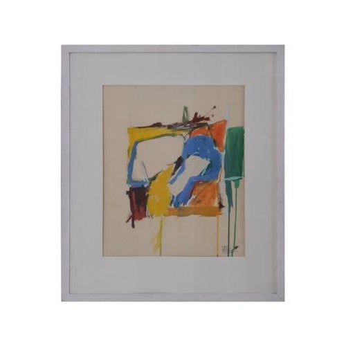 Leopold Fare, Abstract Composition, Gouache Painting, 1960s For Sale - Image 9 of 11