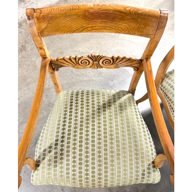 Antique Carved Wood Polka Dot Seat Armchairs - A Pair For Sale - Image 4 of 18