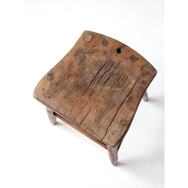 Early 20th Century Antique Sadldle Seat Wooden Stool For Sale - Image 5 of 12